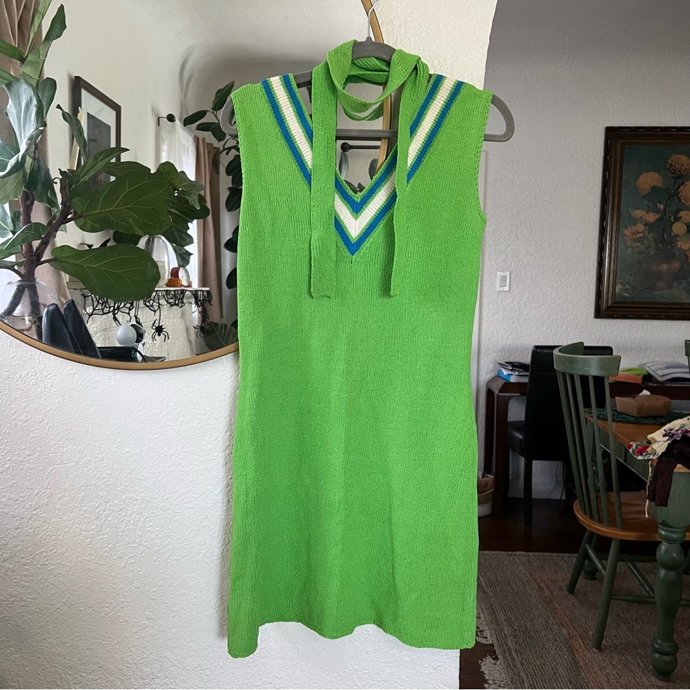 Vintage 70’s Green Knit Tennis Dress